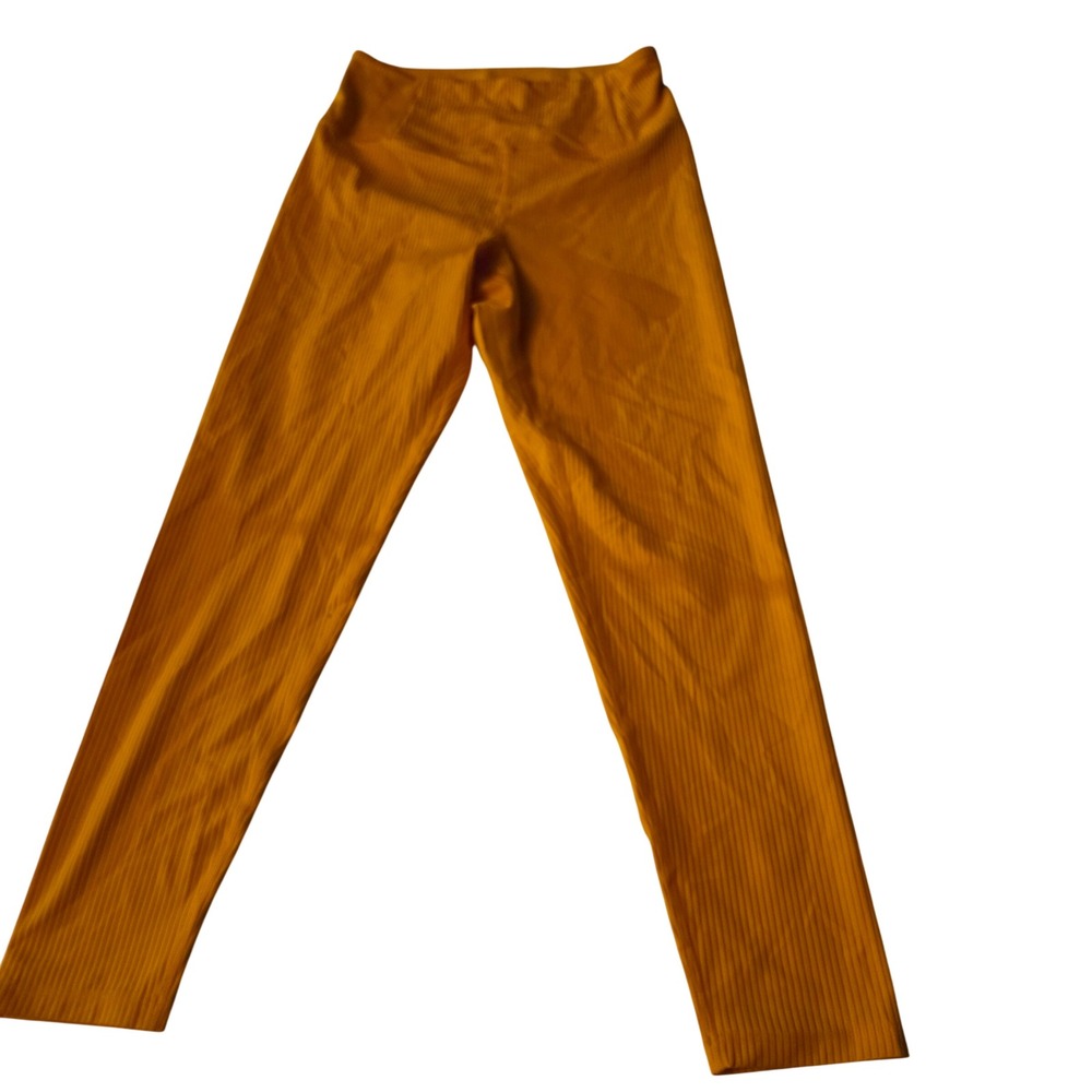 Girlfriend Collective Ribbed High Rise Leggings Mustard Yellow Small RN149694